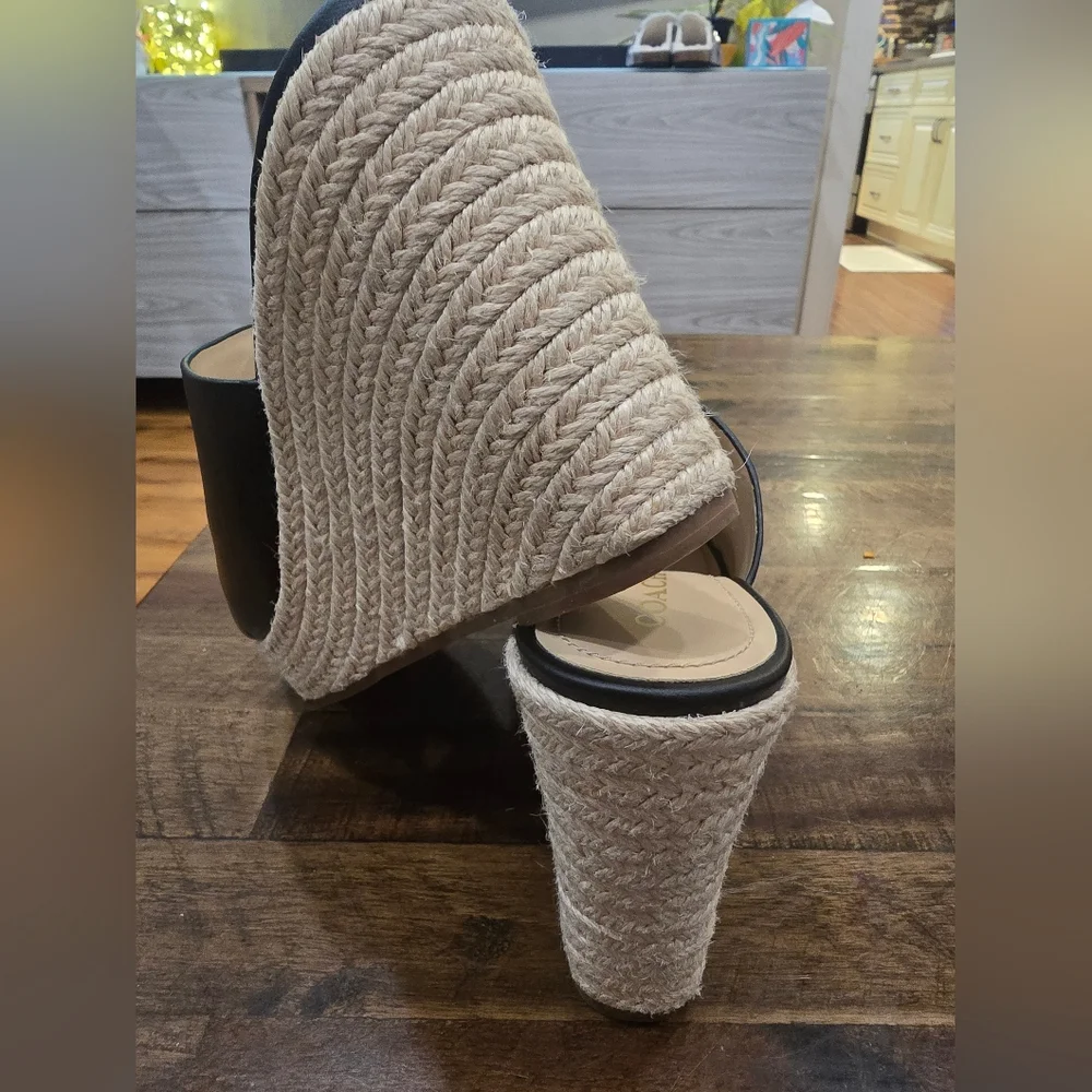 Coach Black and Gold Wedge Mules - Picture 3 of 4